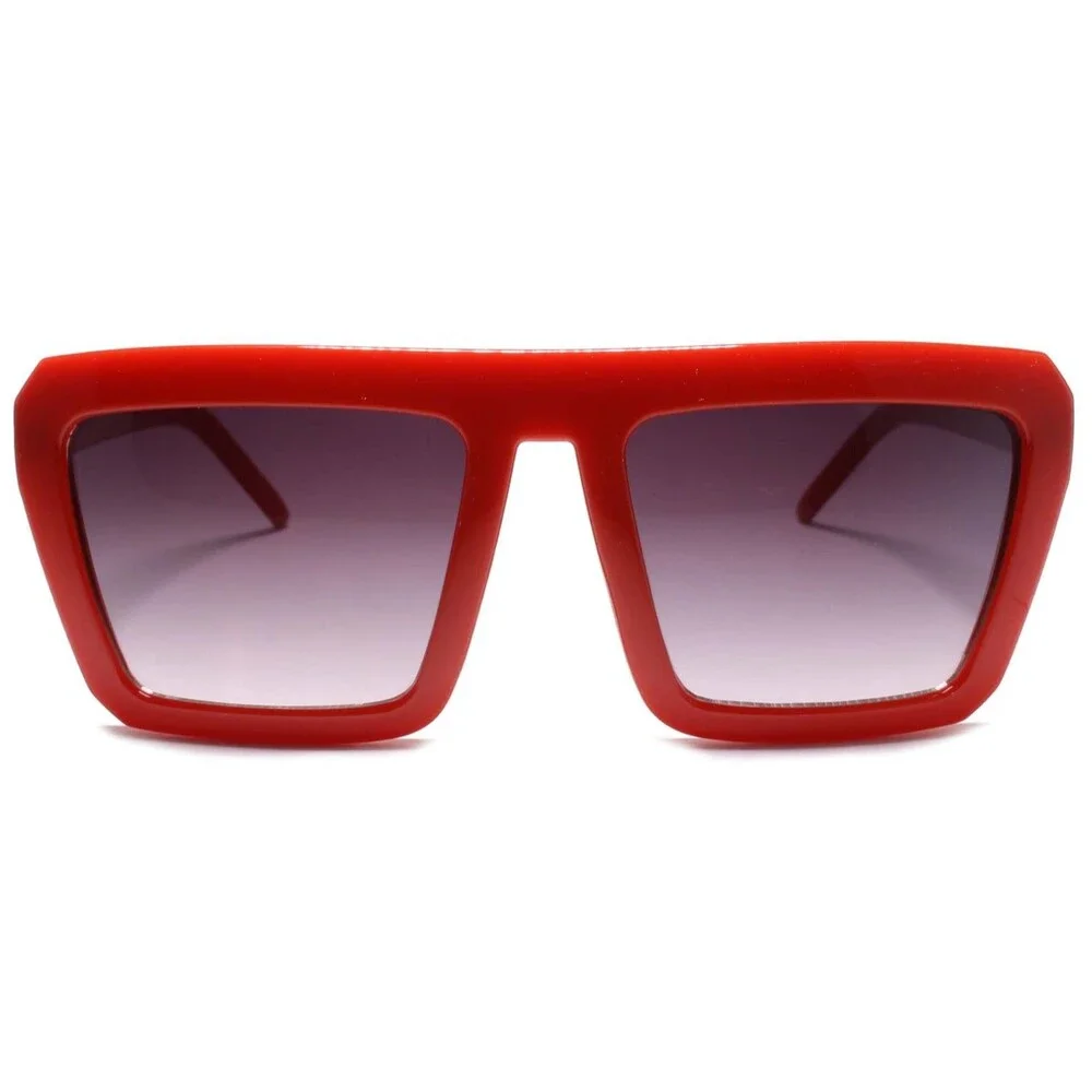 Classic Old Fashioned 80s 90s Retro Hip Hop Mens Womens Square Red Sunglasses
